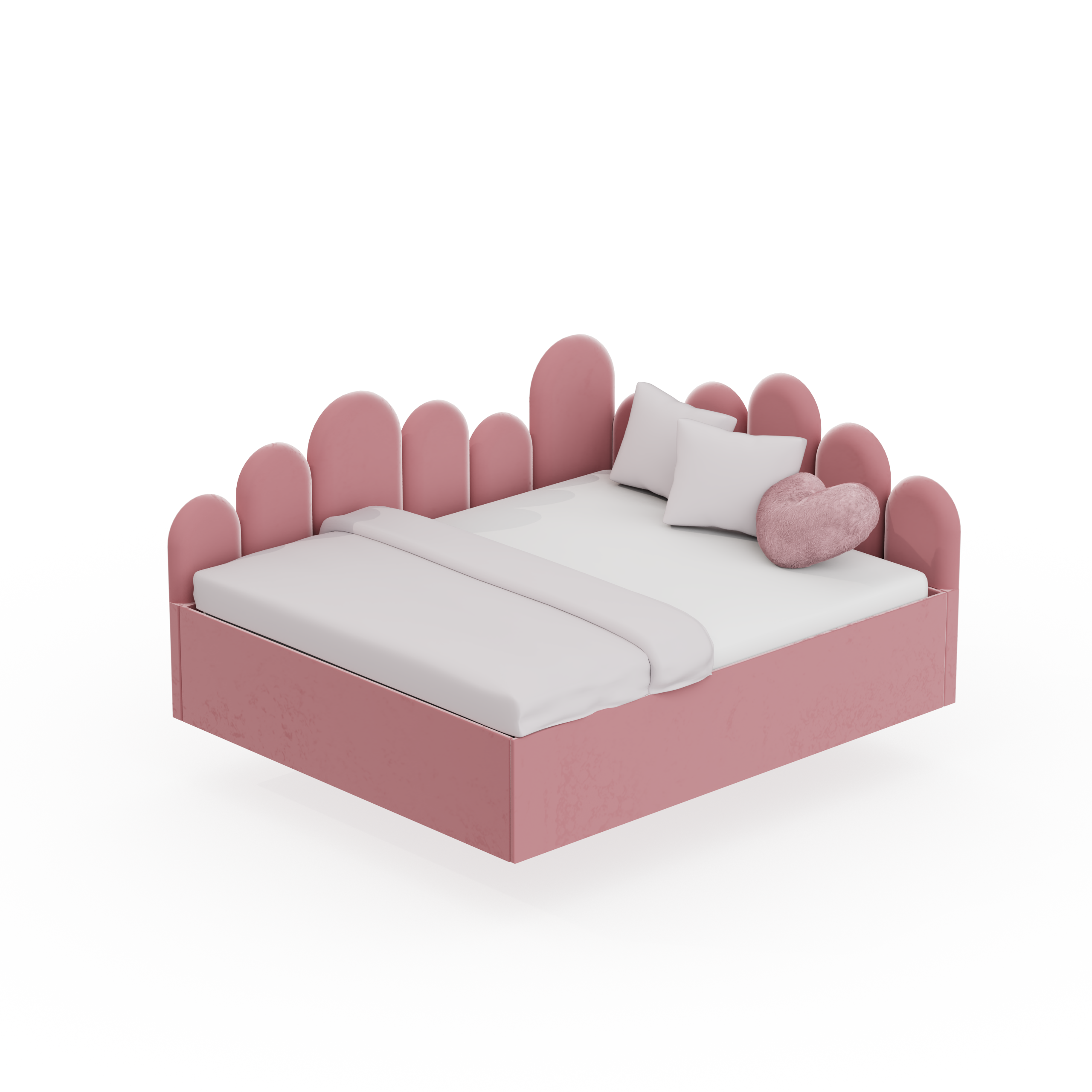 Cottonball Upholstered Queen Sized Bed with Storage