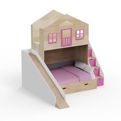 Play House Bunk Bed with Slide