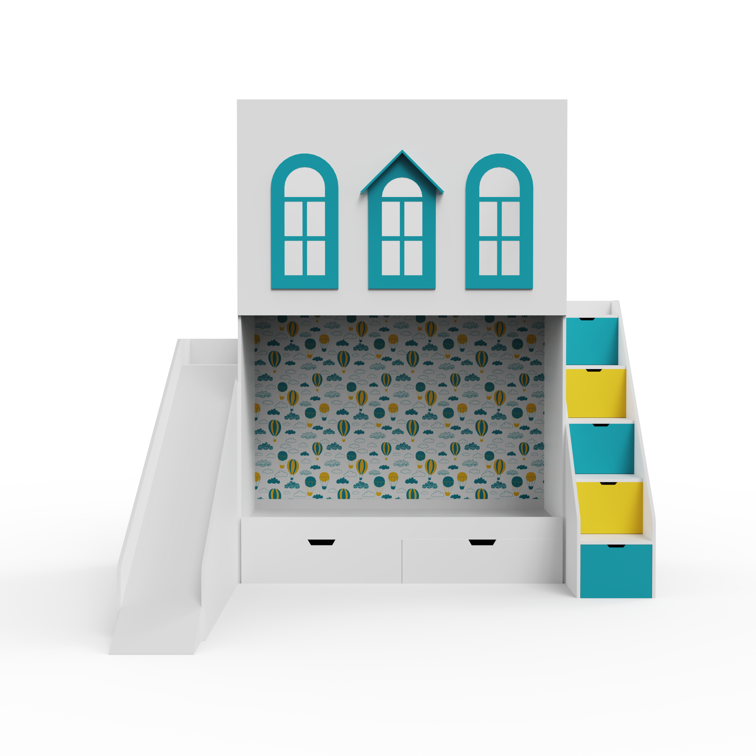 Castle Play House Bunk Bed with Slide