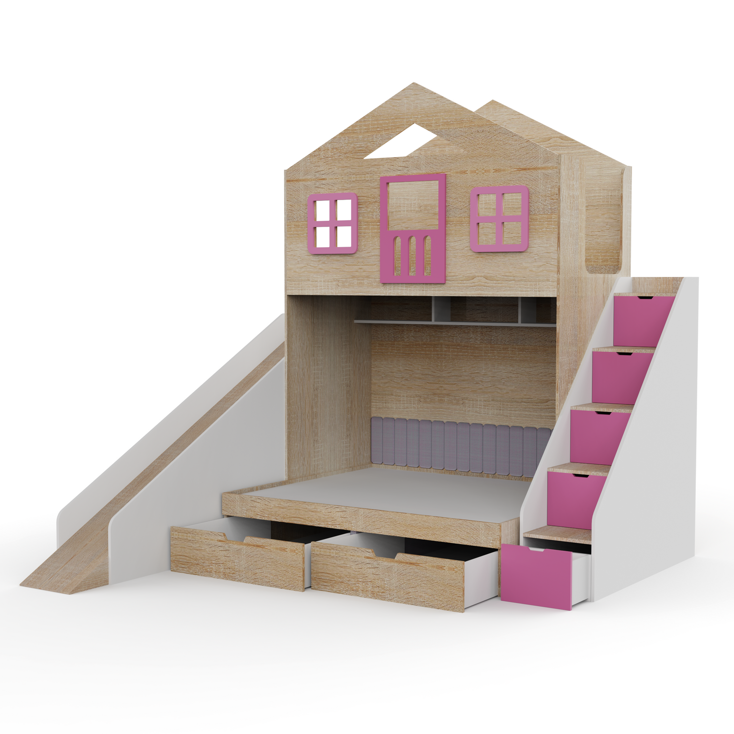 Play House Bunk Bed with Slide