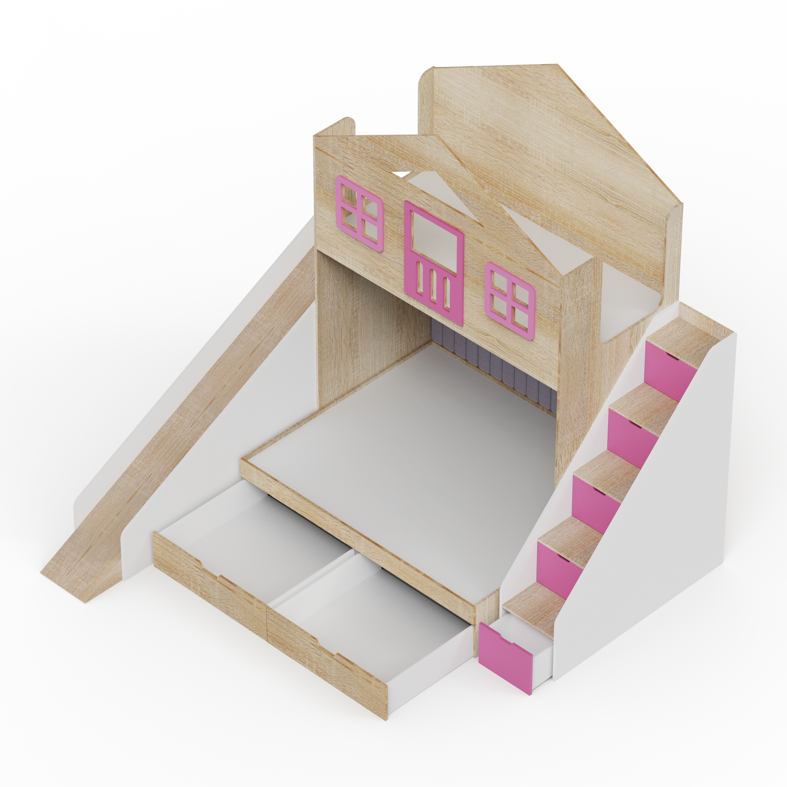 Play House Bunk Bed with Slide