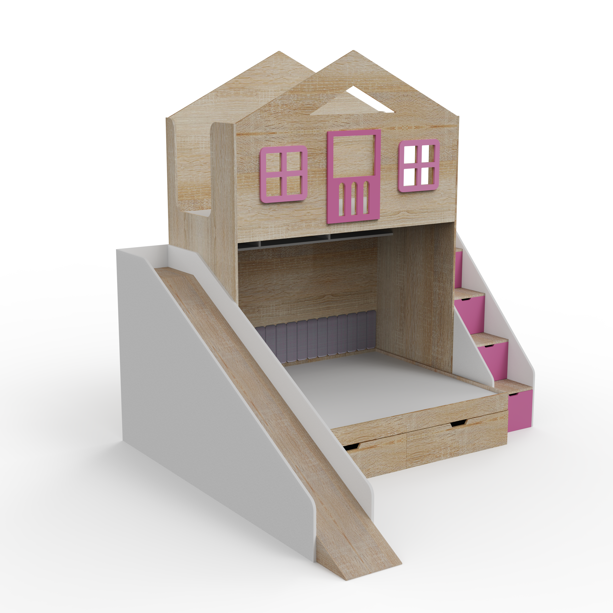 Play House Bunk Bed with Slide