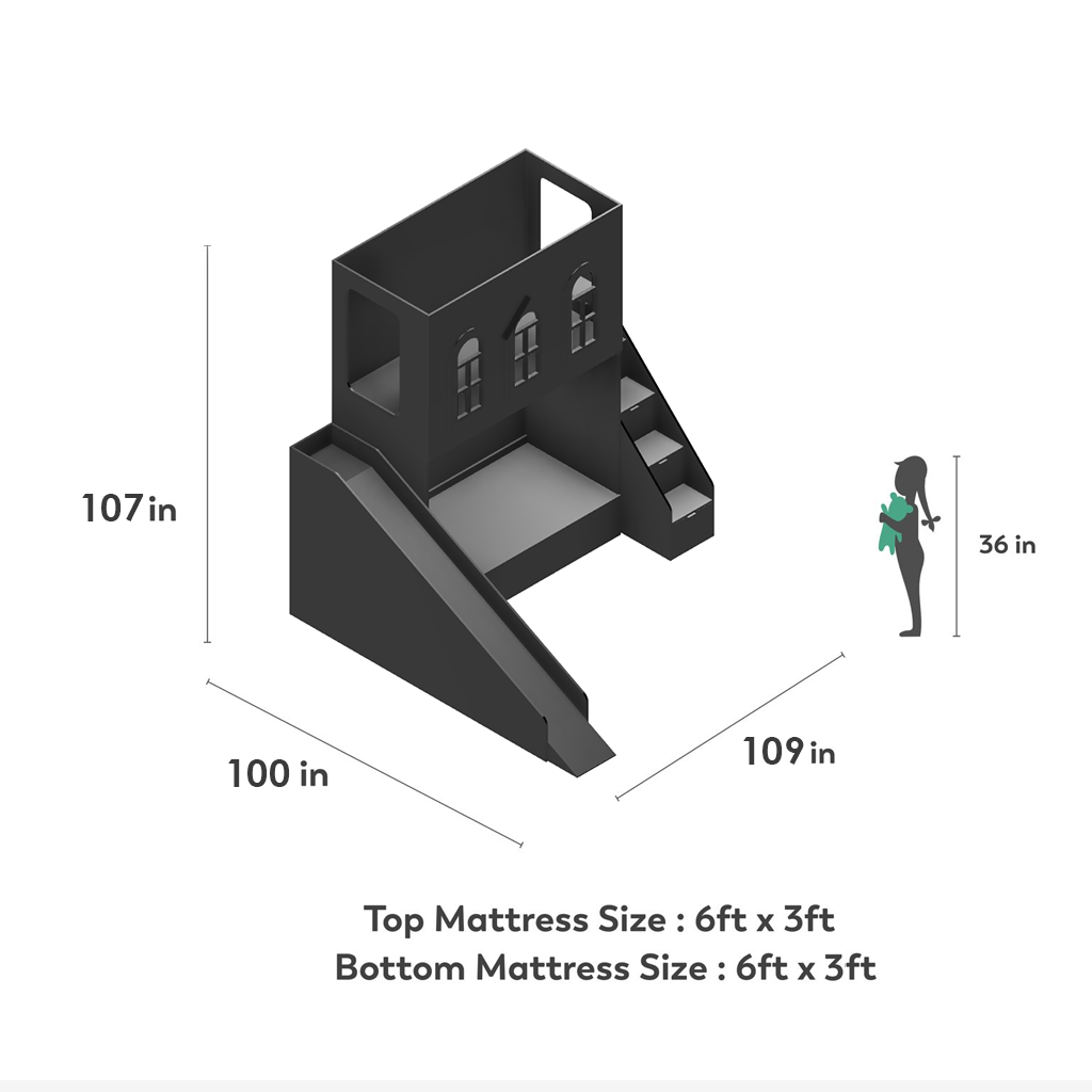 Castle Play House Bunk Bed with Slide