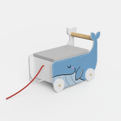 Sleepy Whale Stowaway - Blue Whale Toy Storage