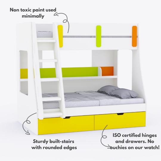 Amazon.com: Heavy-Duty Triple Bunk Beds, L-Shaped Metal Bunk Bed for 3 Kids  Adults with 2 Built-in Short Ladders and Full-Length Guardrails,  Space-Saving, Noise-Free Metal Triple Bunk Bed : Home & Kitchen